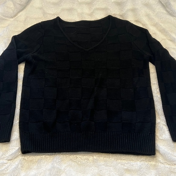 V Neck Sweater - Black - Picture 1 of 5